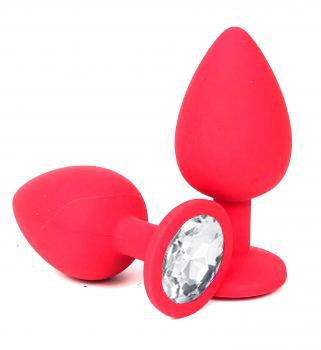 Пробка с белым кристаллом "Vandersex" красная, S 