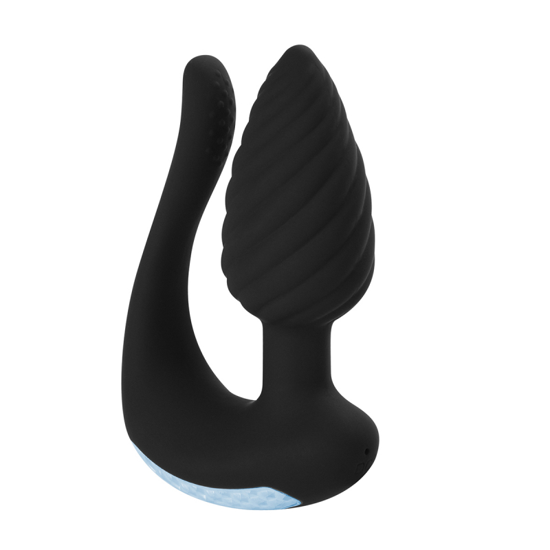 Пробка с вибрацией и римминг эффектом + стимулятор клитора "Aphrodisia" черная 