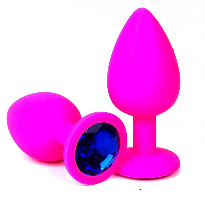 Пробка с синим кристаллом "Vandersex" розовая, M 