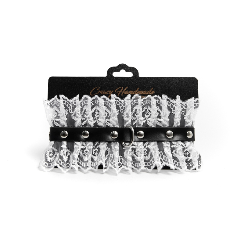 Ошейник "Crazy Hadmade" белое кружево 